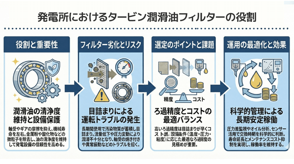 発電所におけるタービン潤滑油フィルターの役割