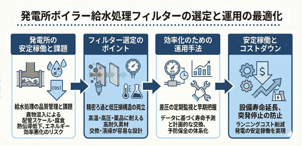 発電所におけるボイラー給水処理フィルターの選定と運用の最適化