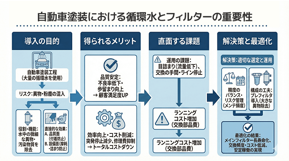 自動車塗装における循環水とフィルターの重要性