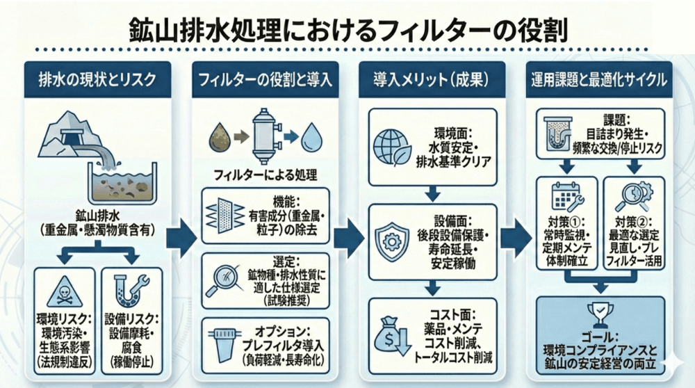 鉱山排水処理におけるフィルターの役割