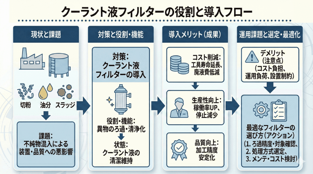 クーラント液フィルターの役割と導入フロー